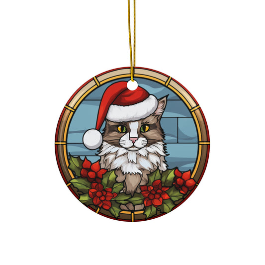 Santa Cat Ceramic Ornament             Item #3702253