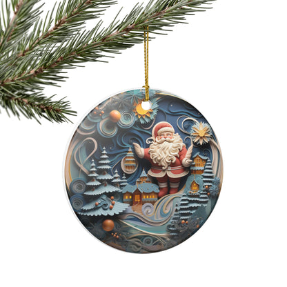 Santa Christmas Ceramic Ornament   Item #129657