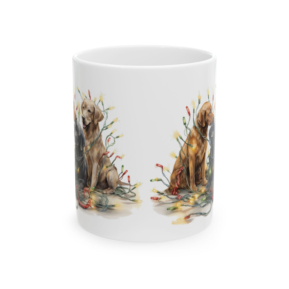 Christmas Labrador Playing With Lights Ceramic Mug 11oz  Item #374998