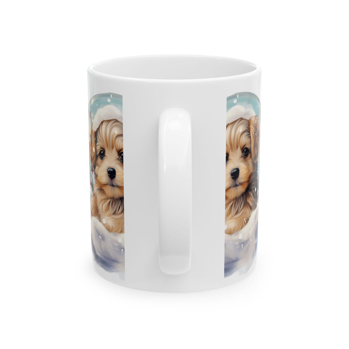 Cute Puppy Snow Globe Ceramic Mug – Adorable Winter Dog Gift 11oz   Item #39986