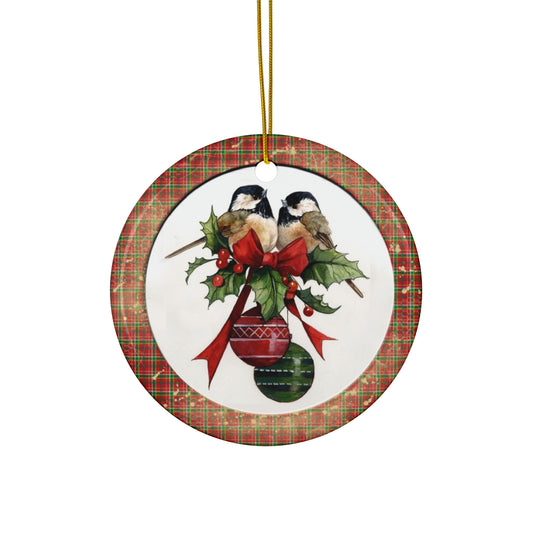 Christmas Birds Ceramic Disc Ornament      Item #984938