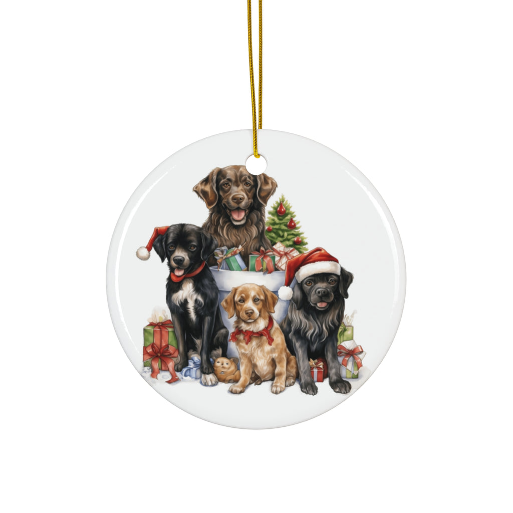 Christmas Dogs Ceramic Disc Ornament              Item #226118