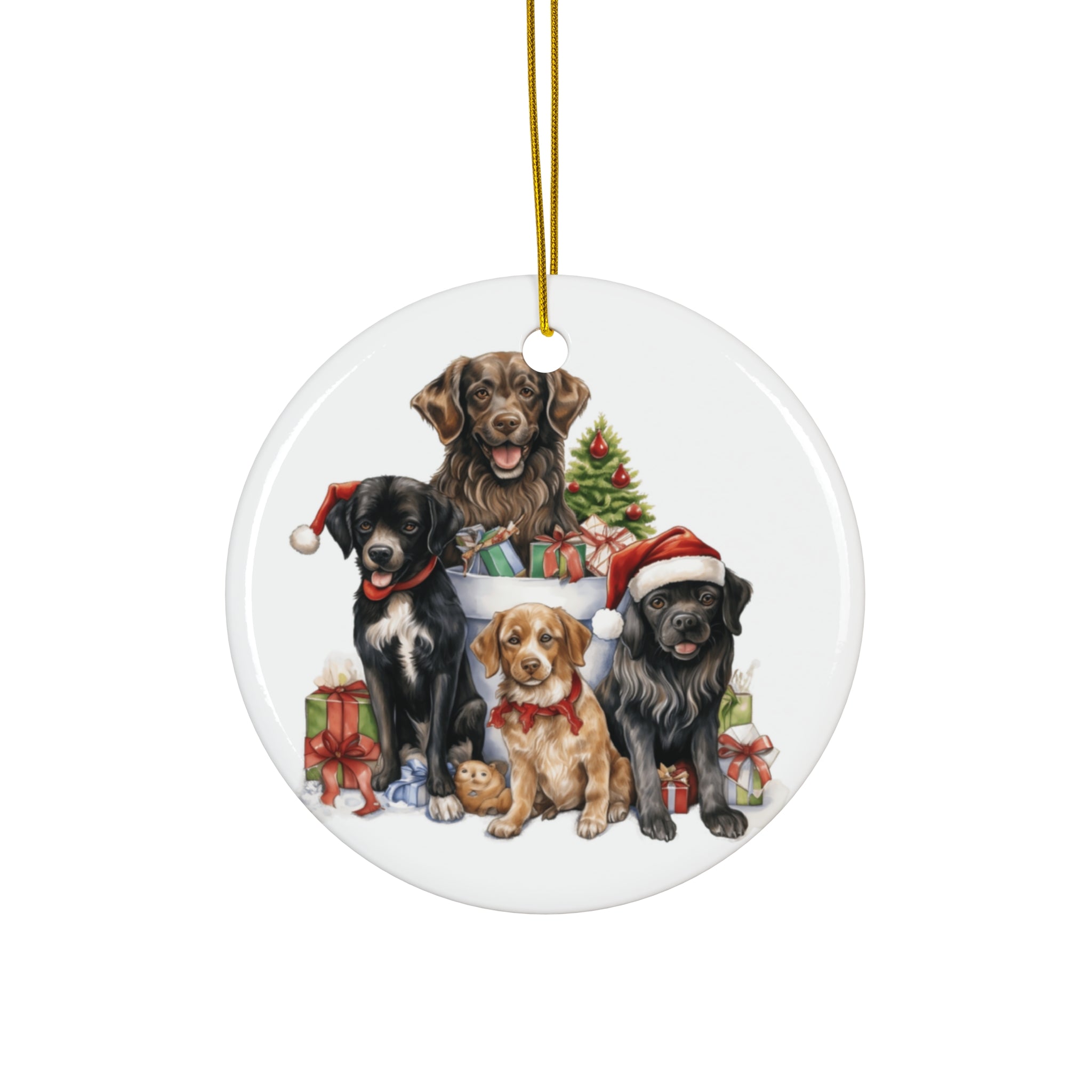 Christmas Dogs Ceramic Disc Ornament              Item #226118