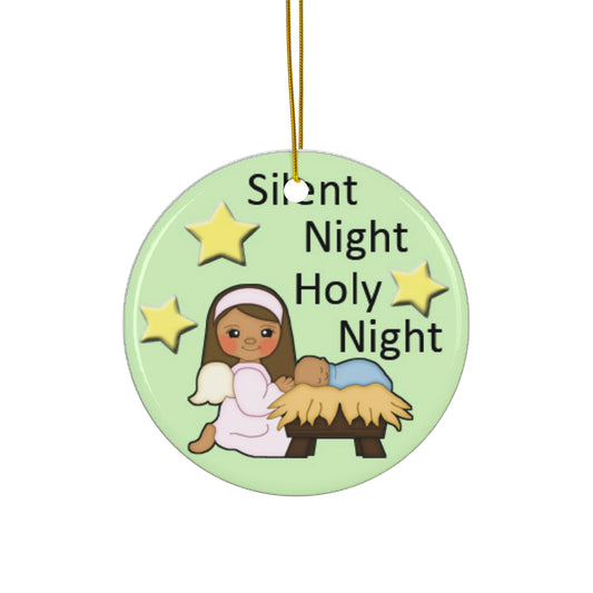 Silent Night Holy Night Ceramic Disc Ornament       Item #3743899