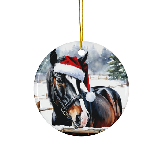 Horse Christmas Ceramic Disc Ornament       Item #6614745