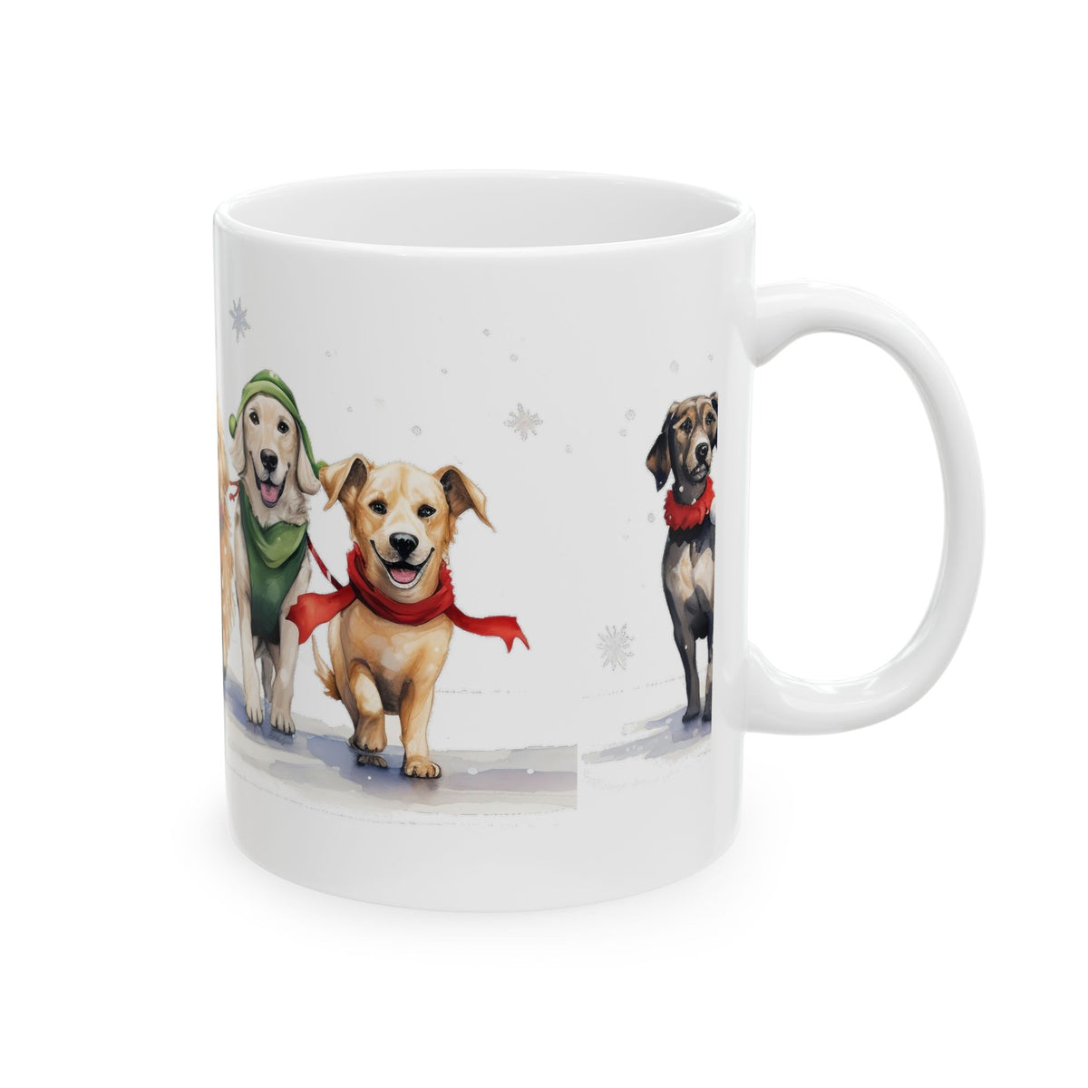 Holiday Dogs Ceramic Mug — Festive Puppies Christmas Coffee Cup 11oz  Item #30386