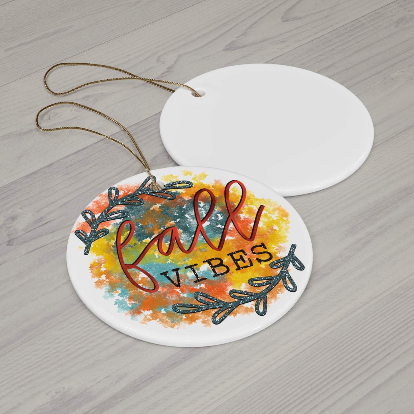 Fall Vibes Ceramic Disc Ornament        Item #8357083