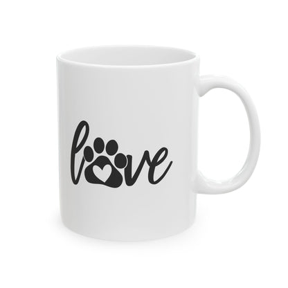 Love Paw Print Ceramic Mug — Cute Pet Lover Coffee Cup 11oz   Item #326024