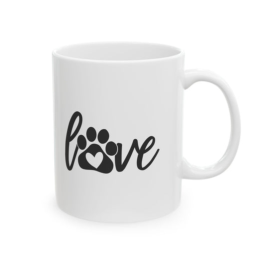 Love Paw Print Ceramic Mug — Cute Pet Lover Coffee Cup 11oz   Item #326024