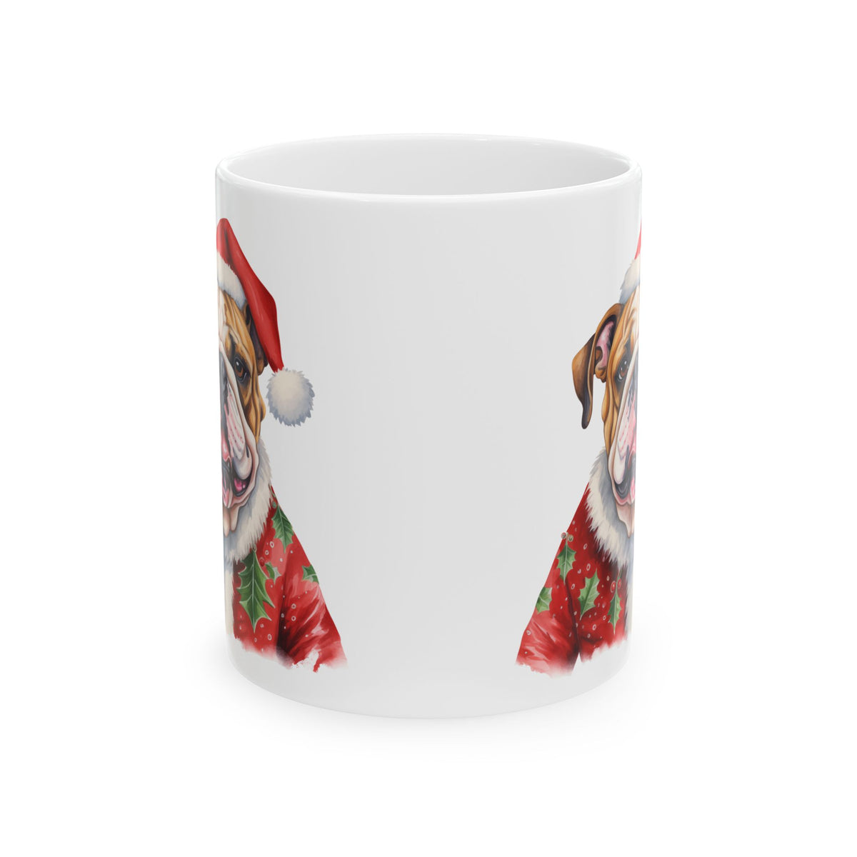 Christmas Bulldog Mug – Festive Santa Dog Holiday Coffee Cup 11oz   Item #44781