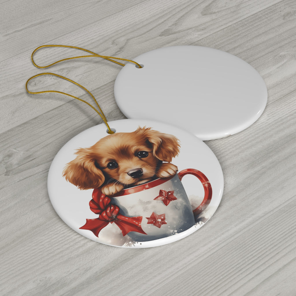 Christmas Dogs Ceramic Disc Ornament              Item #9150687