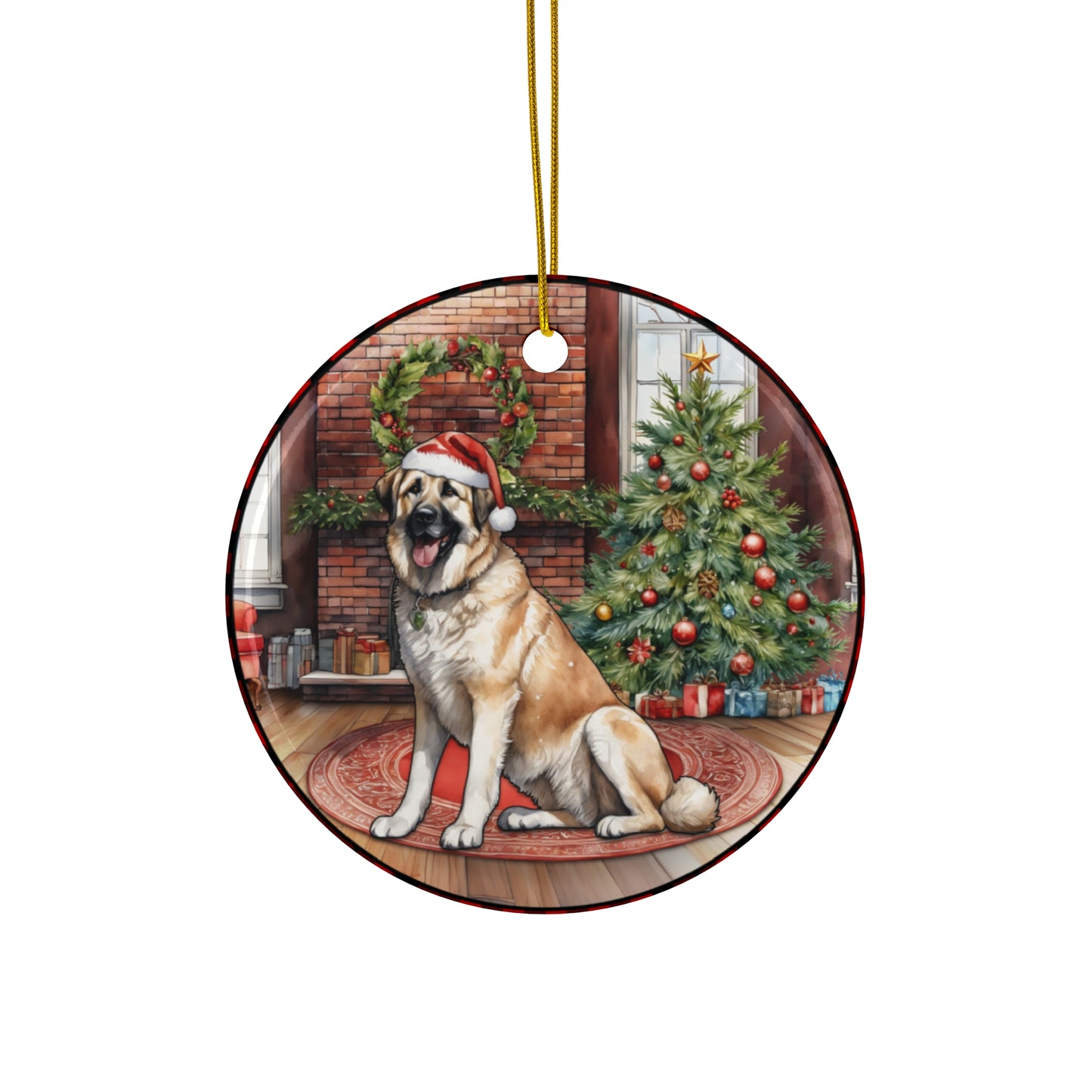 Ceramic Ornament - Anatolian Shepherd Christmas Dog       Item #105412