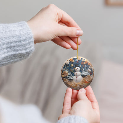 Winter Wonderland Snowman Ceramic Ornament   Item #370341