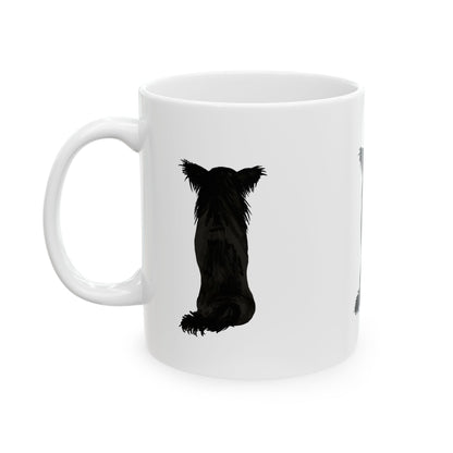 Black Dog Silhouette Mug — Cute Back-Facing Puppy Ceramic Coffee Cup  11oz    Item #459306