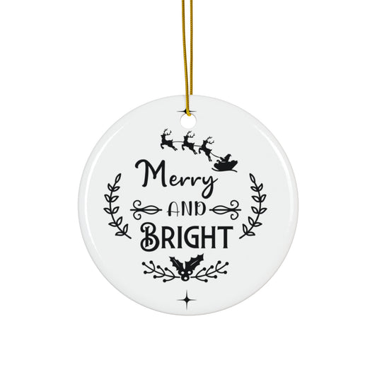 Merry And Bright Ceramic Disc Ornament      Item #8134283