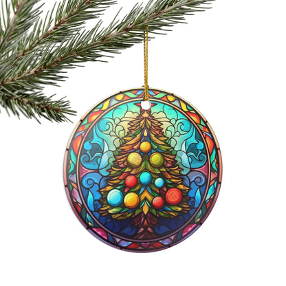 Stained Glass Christmas Tree Ceramic Ornament   Item #4669