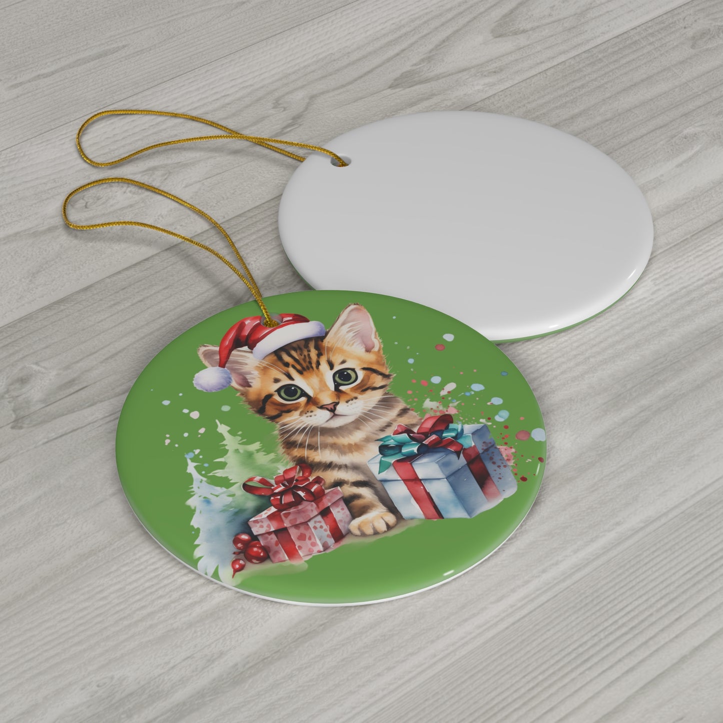 Ceramic Ornament - Christmas Cat      Item #3152158