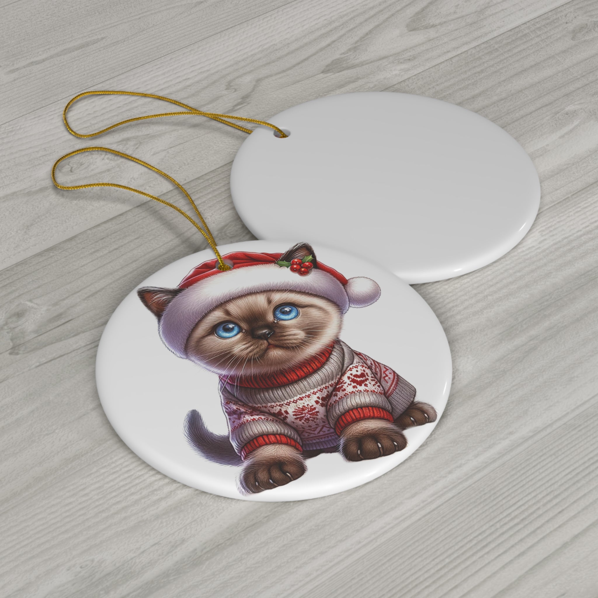 Ceramic Ornament - Colorpoint Shorthair Christmas Kitten     Item #5954033