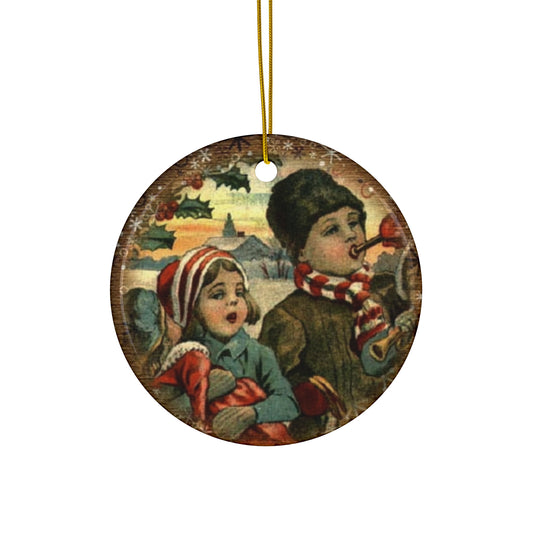 Christmas Kids Ceramic Disc Ornament       Item #1350109