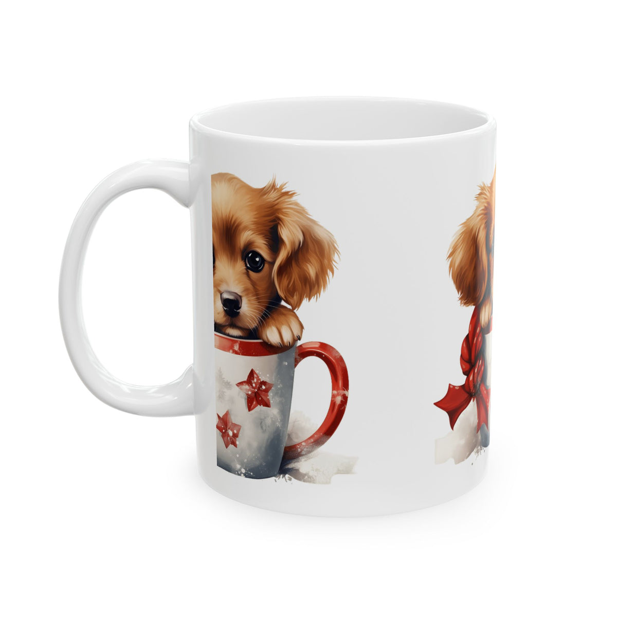 Cute Puppy in Holiday Mug — Christmas Dog Ceramic Mug 11oz  Item #935293