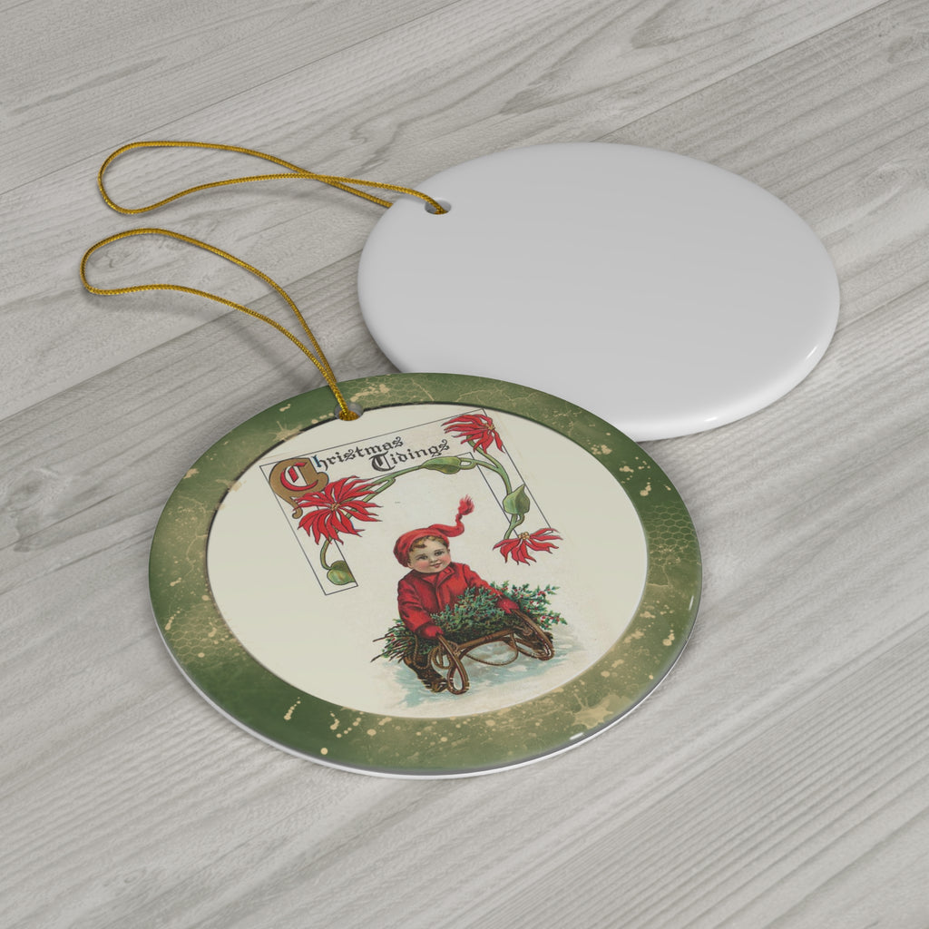 Christmas Scene Ceramic Disc Ornament           Item #6955769