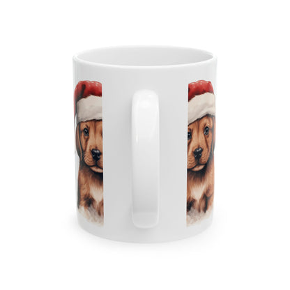 Christmas Puppy Mug — Cute Dog in Santa Hat Ceramic Coffee Cup 11oz  Item #68964