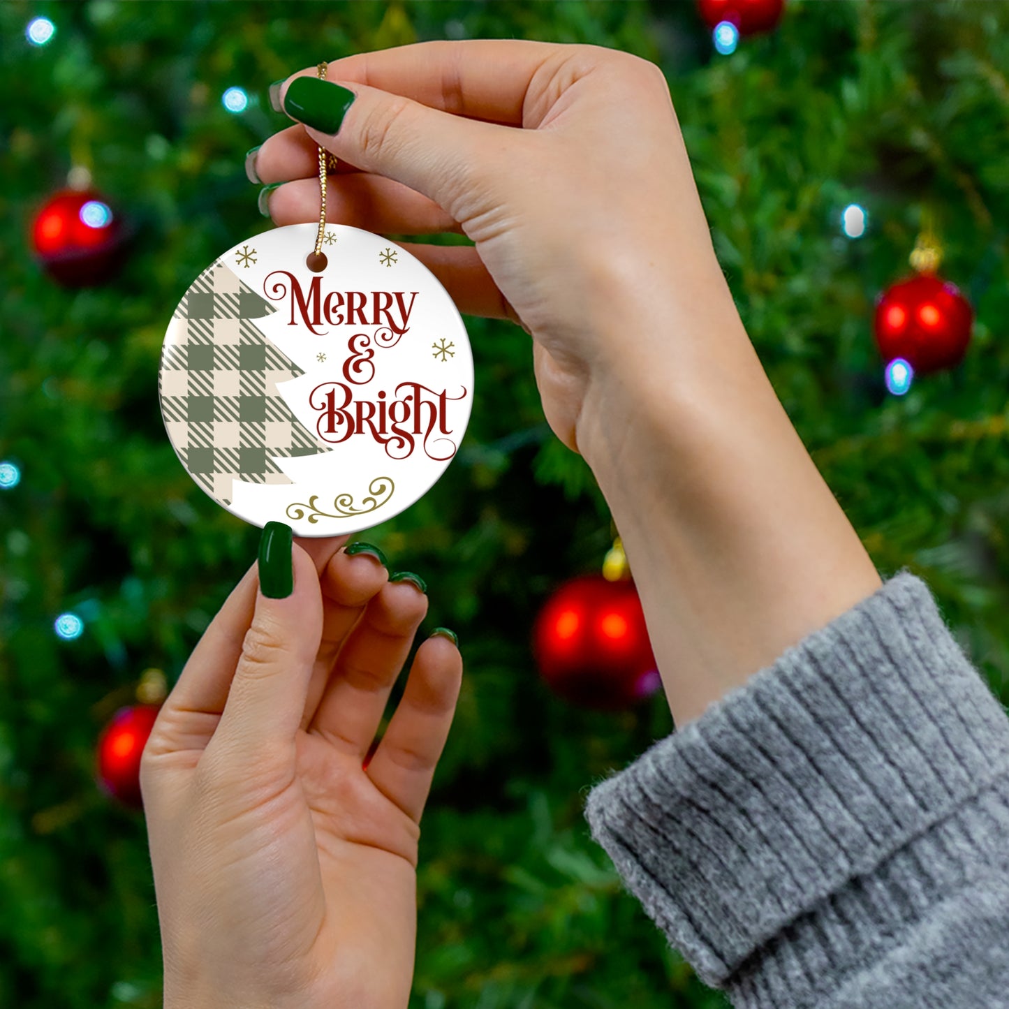 Merry And Bright Ceramic Disc Ornament      Item #2118652