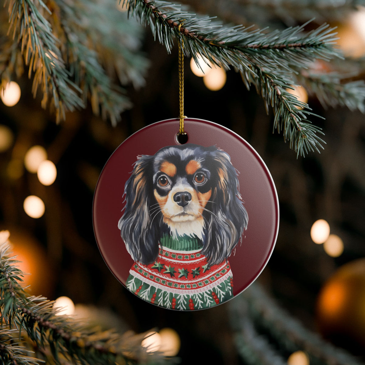 Christmas Cavalier King Charles Spaniel Ceramic Ornament   Item #484976