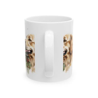 Golden Retriever Holiday Ceramic Mug — Festive Dog Lover Coffee Cup 11oz    Item #163297