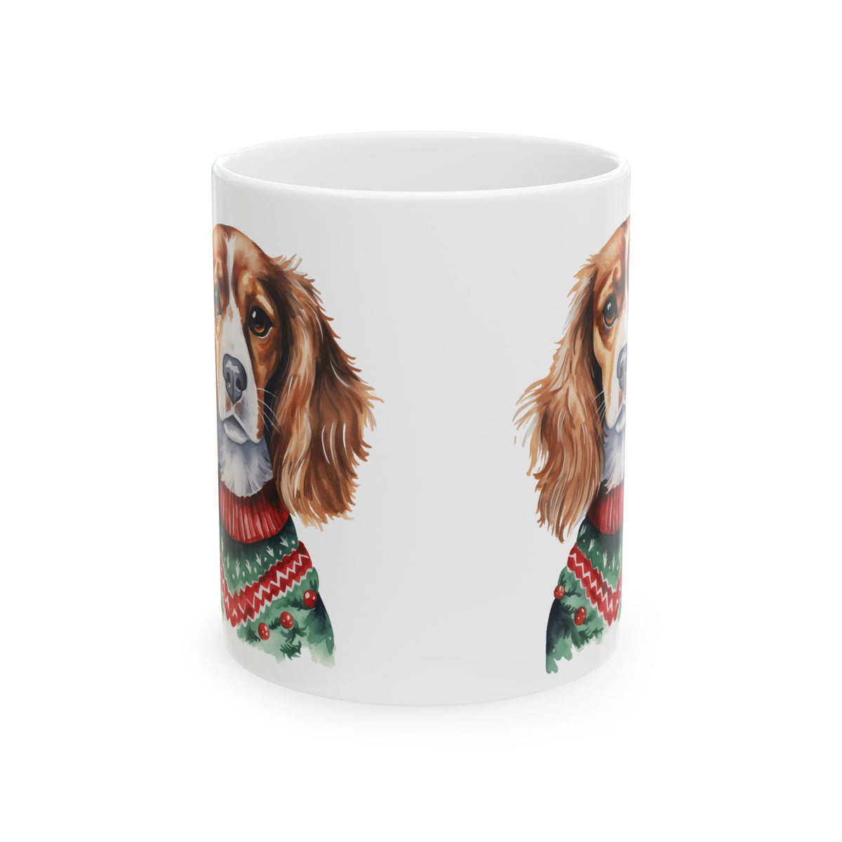 Cavalier King Charles Christmas Mug – Festive Sweater Dog Ceramic Coffee Cup 11oz   Item #54433
