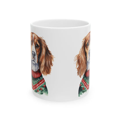 Cavalier King Charles Christmas Mug – Festive Sweater Dog Ceramic Coffee Cup 11oz   Item #54433