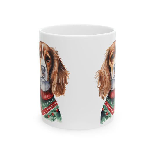 Cavalier King Charles Christmas Mug – Festive Sweater Dog Ceramic Coffee Cup 11oz   Item #54433