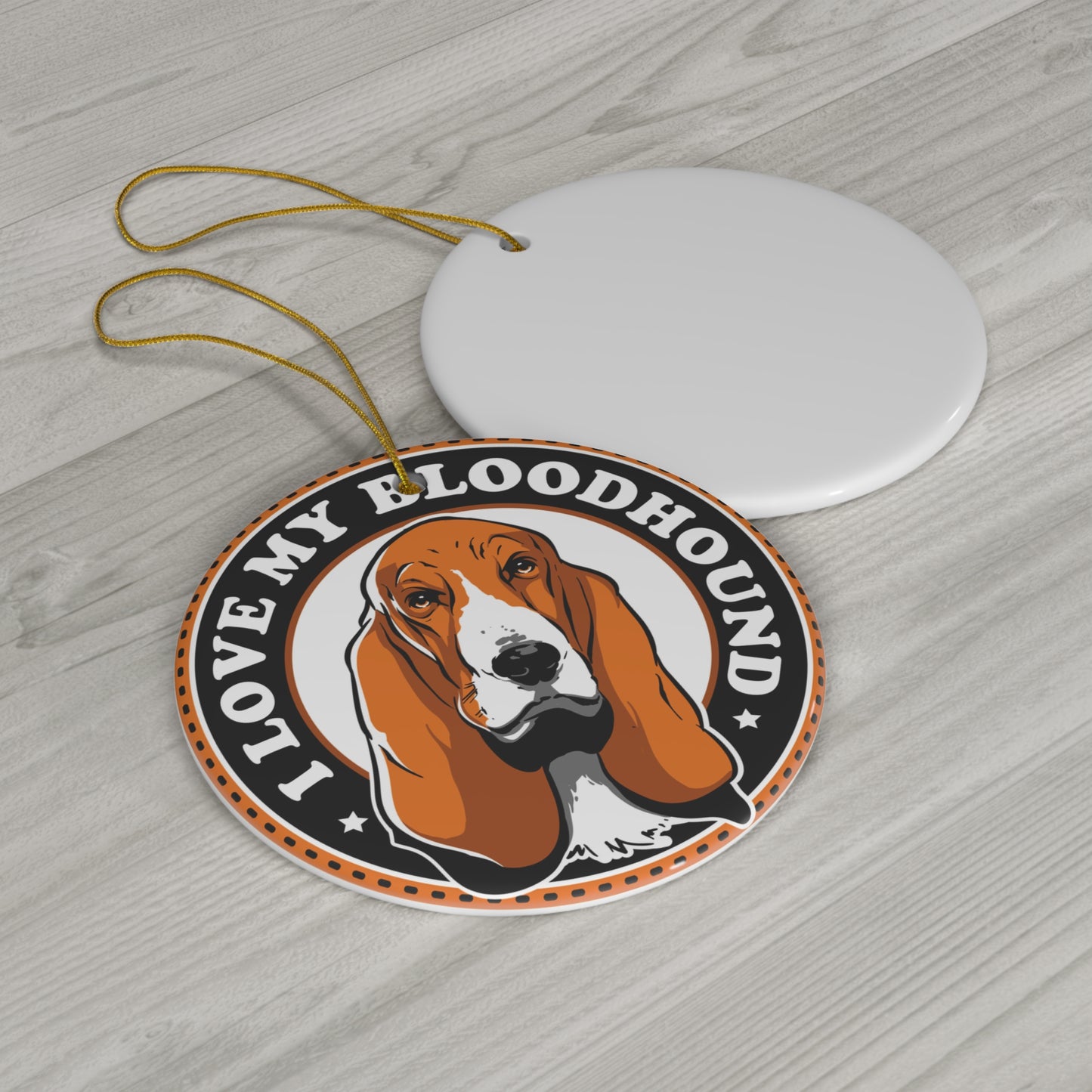 Bloodhound Love Ceramic Disc Ornament        Item #8769896