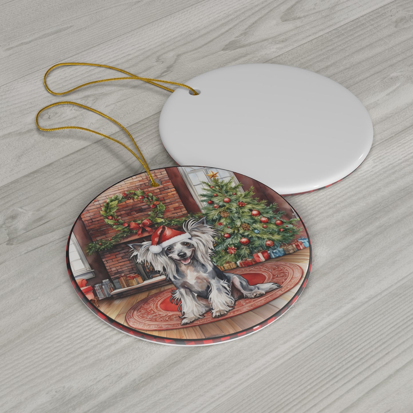 Ceramic Ornament - Chinese Crested Christmas Dog       Item #695348