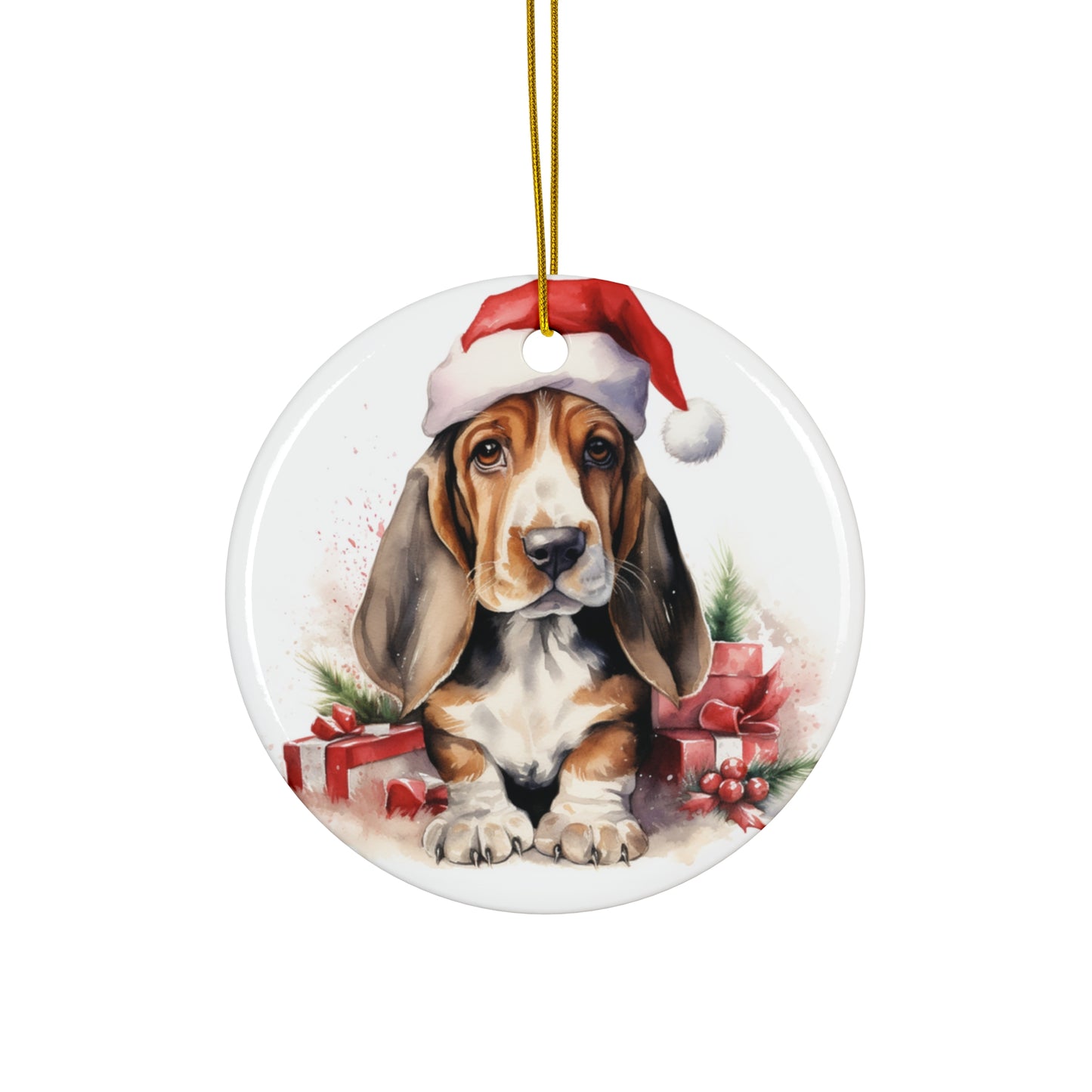 Ceramic Ornament - Christmas Basset Hound Dog      Item #8587136