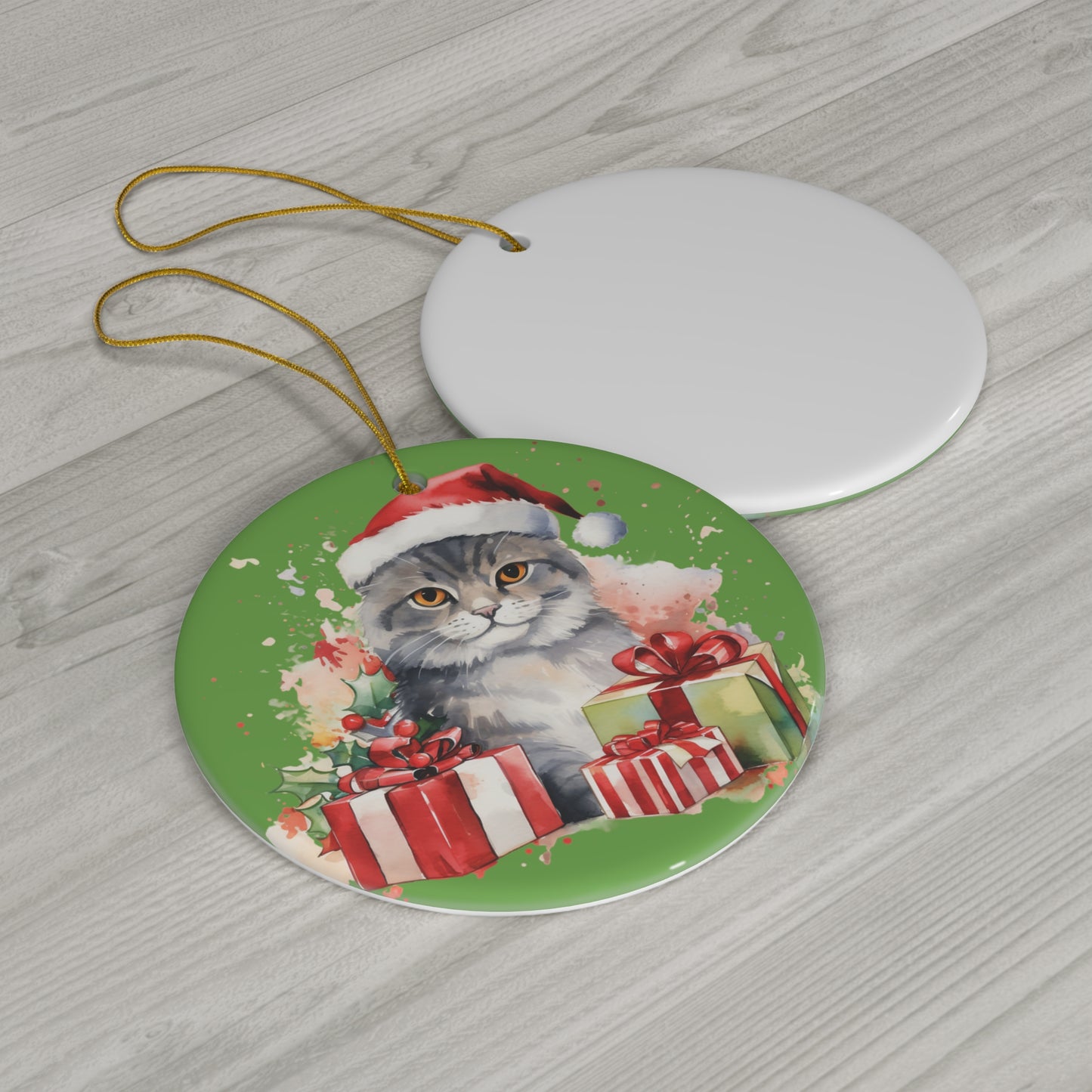 Ceramic Ornament - Christmas Cat      Item #3957274