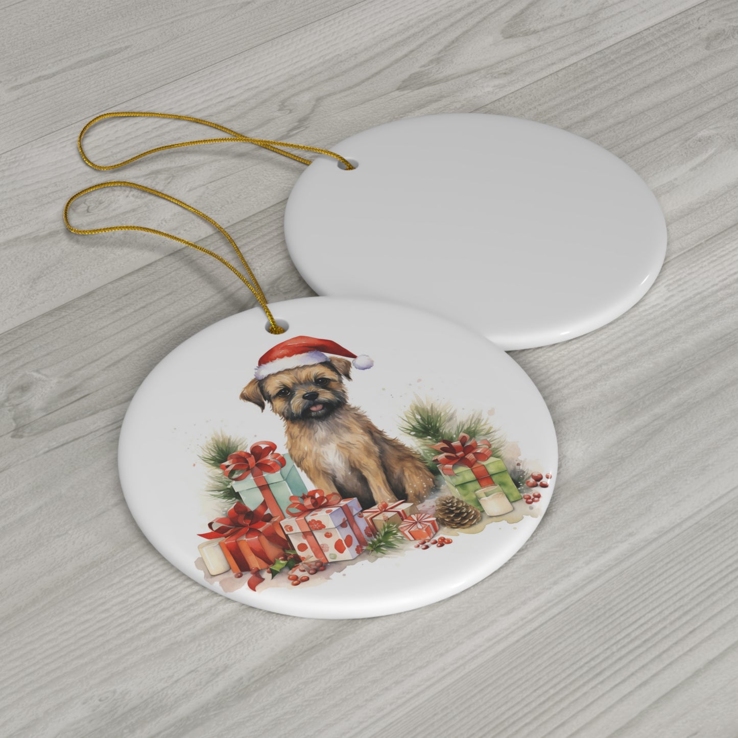 Ceramic Ornament - Christmas Border Terrier Dog      Item #7998418