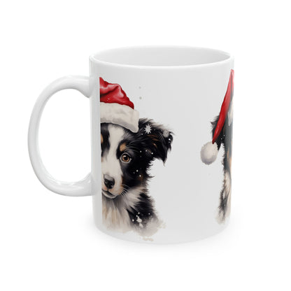 Christmas Puppy Mug — Cute Dog with Santa Hat Ceramic Coffee Cup 11oz  Item #417038