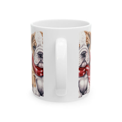 Bulldog Winter Scarf Mug — Cute Puppy Coffee Cup 11oz  Item #266544