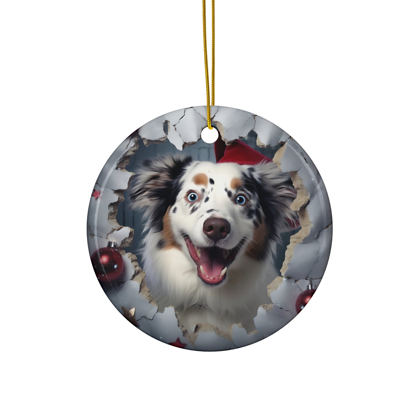 CERAMIC ORNAMENT - 3D CHRISTMAS DOG          Item #7823529