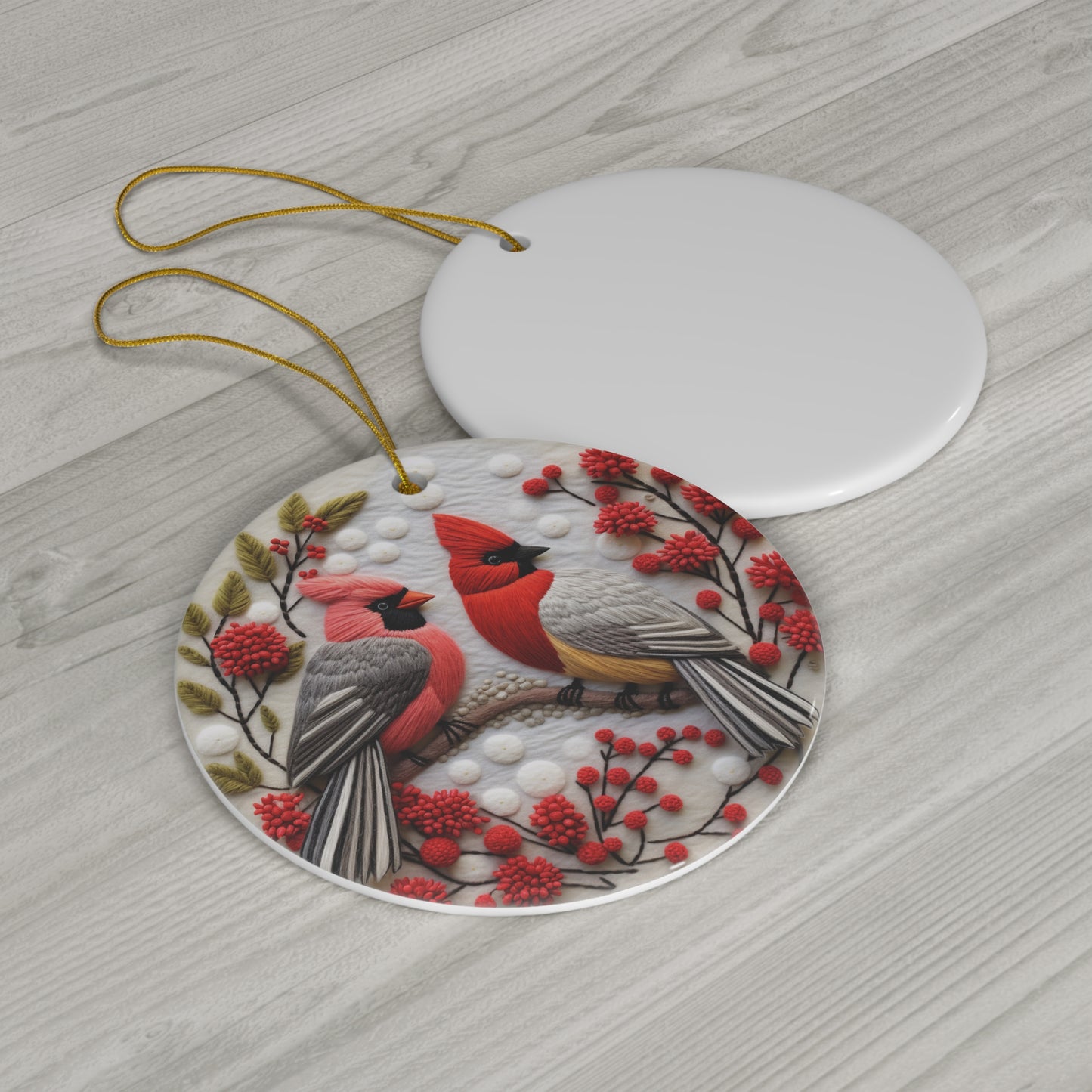 Cardinal Ceramic Disc Ornament     Item #5101968