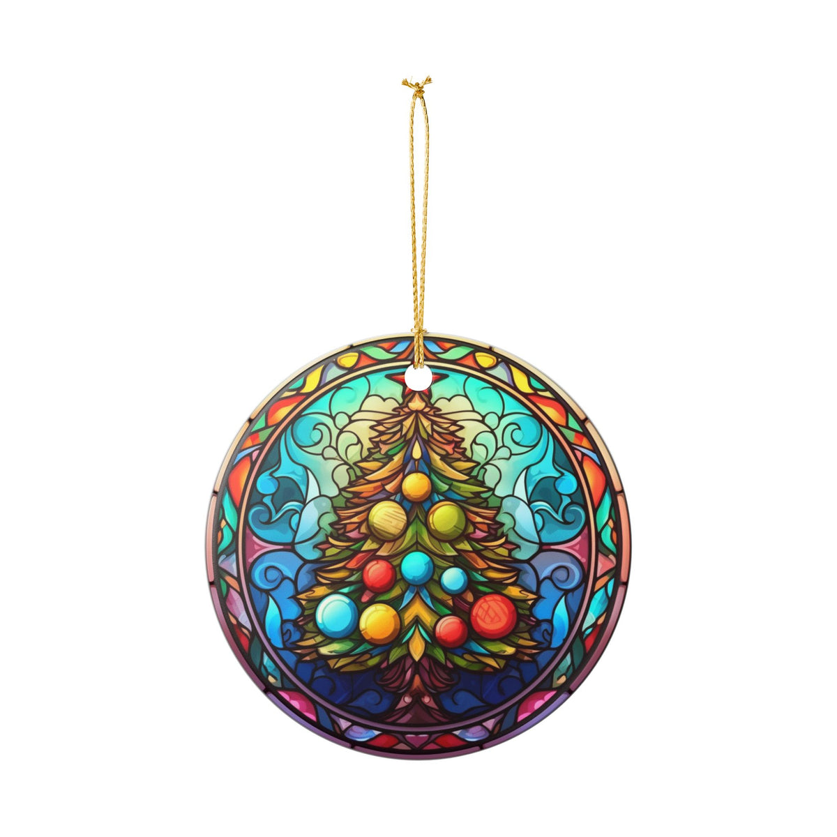 Stained Glass Christmas Tree Ceramic Ornament   Item #4669