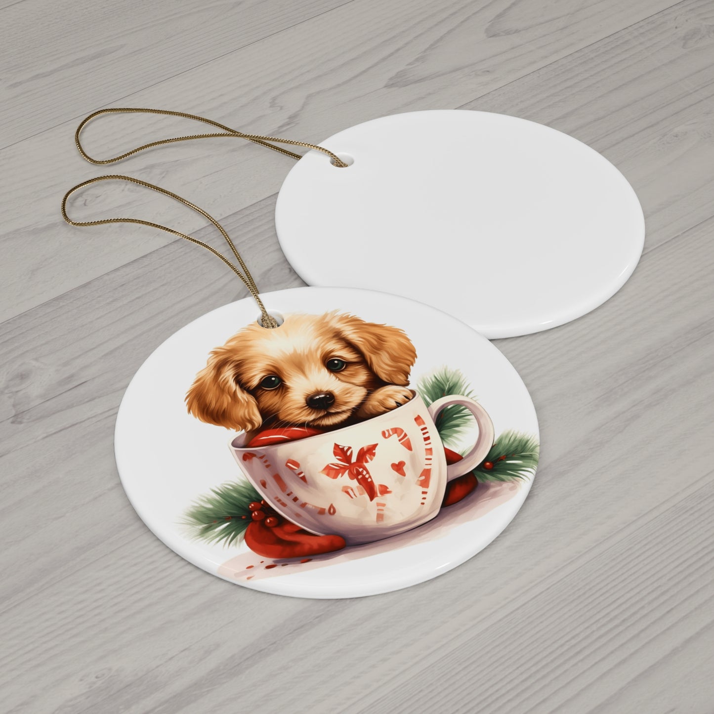 Christmas Dog Ceramic Disc Ornament            Item #2972782