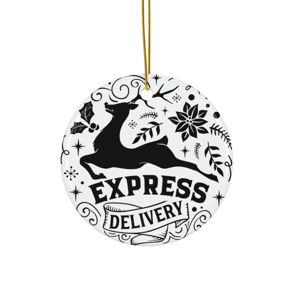 Express Delivery Reindeer Ceramic Ornament     Item #6754512 - Buckshot's Bargain Barn