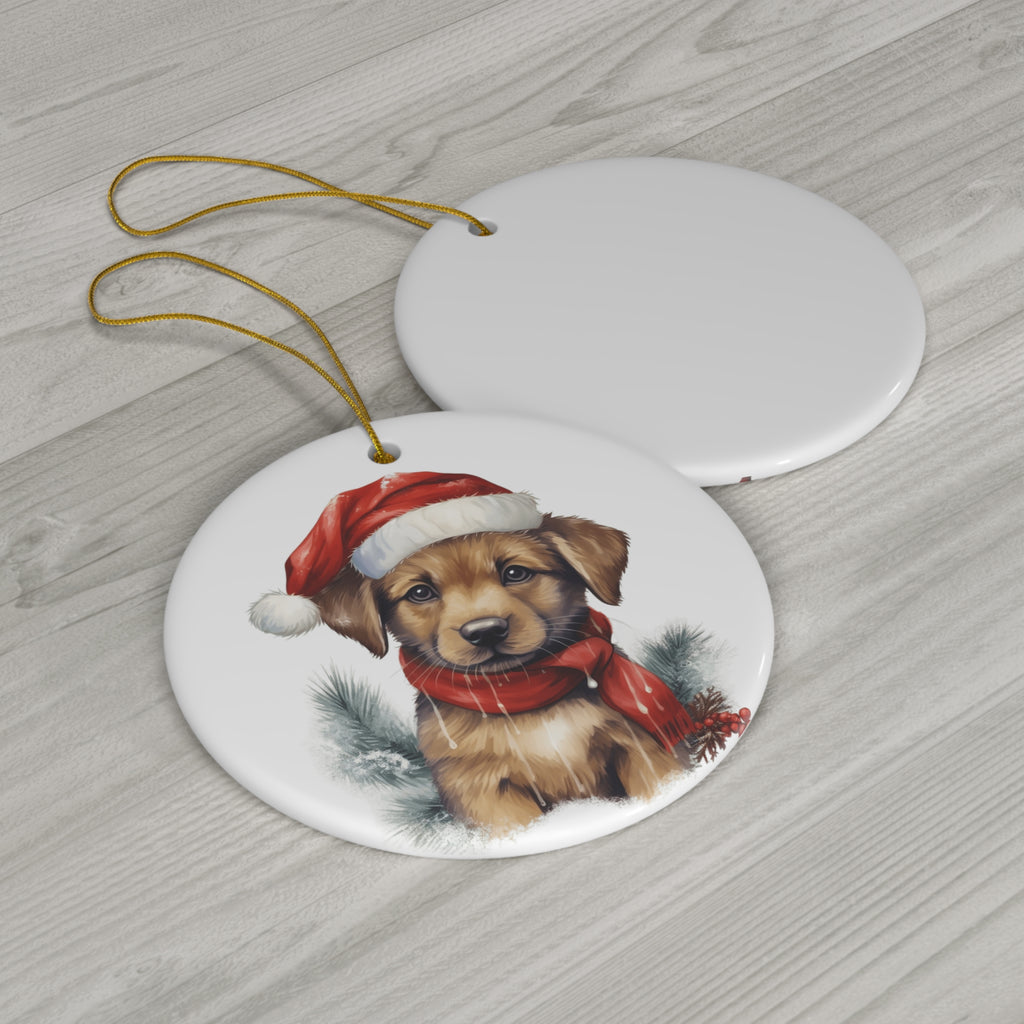 Christmas Dog Ceramic Disc Ornament              Item #8168448