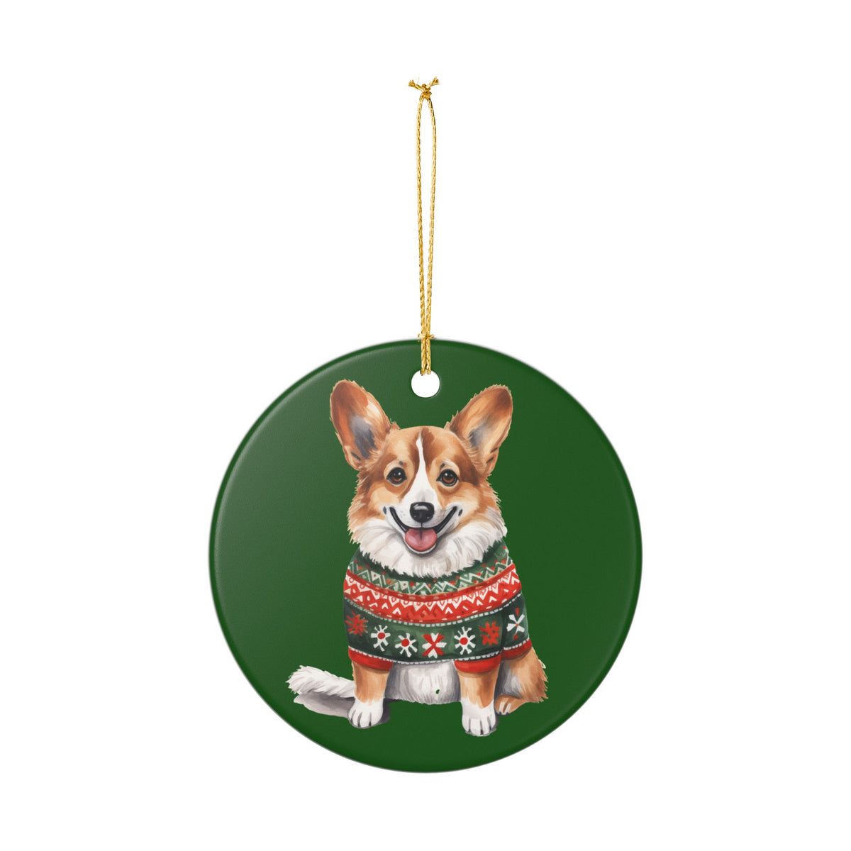 Christmas Corgi Sweater Ceramic Ornament   Item #961922
