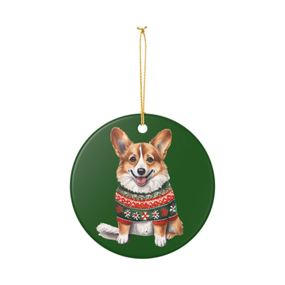 Christmas Corgi Sweater Ceramic Ornament   Item #961922