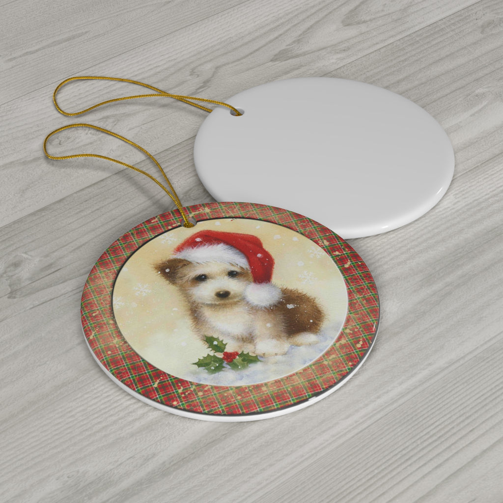 Christmas Dog Ceramic Disc Ornament           Item #6032594