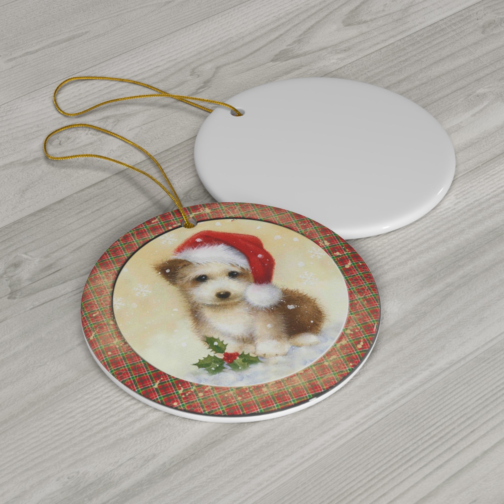 Christmas Dog Ceramic Disc Ornament           Item #6032594