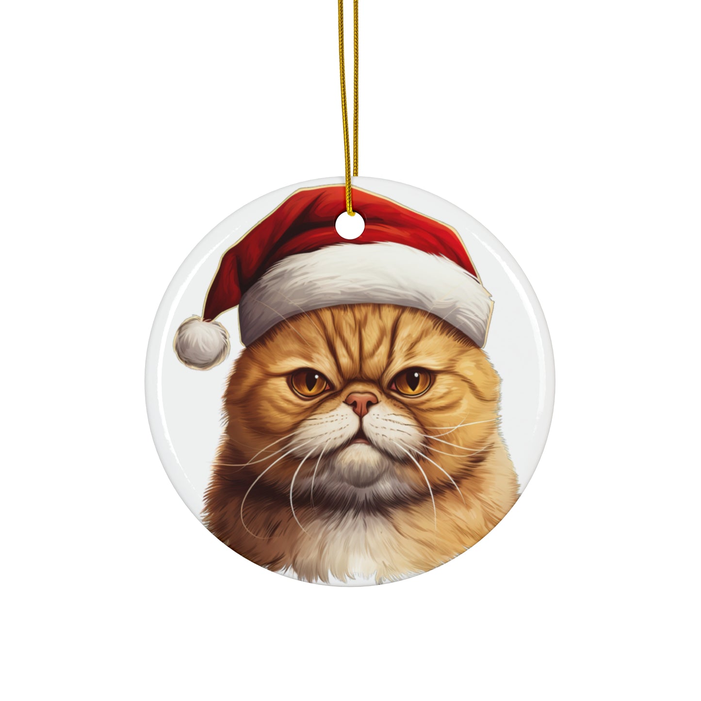 Exotic Shorthair Cat With Santa Hat Ceramic Ornament      Item #569786